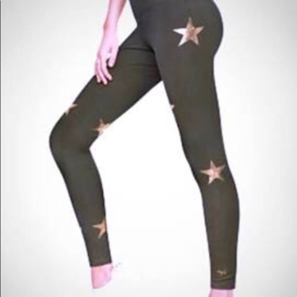 Victoria’s Secret Army Green/ Gold Star Leggings